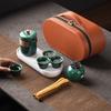 Ge kiln ceramic kung fu tea set, one pot of four cups, outdoor portable travel tea set, teacup gift souvenir
