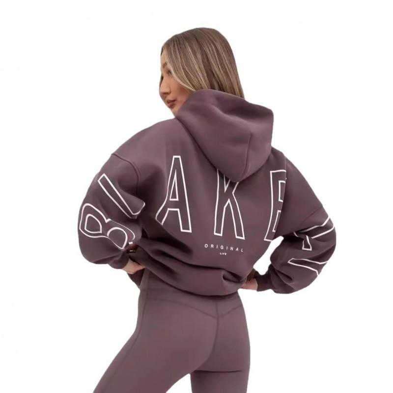 Thick Hooded Long Sleeve Oversized Graphic Sweatshirt Women Motorcycle Casual Wear