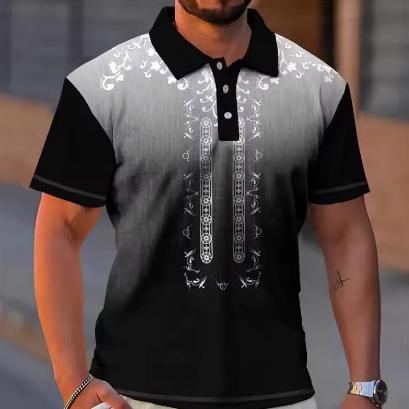 3D Printed Vintage Race Pattern Polo Polo Shirt Clothing Casual Short Sleeve Lapel Golf Lining