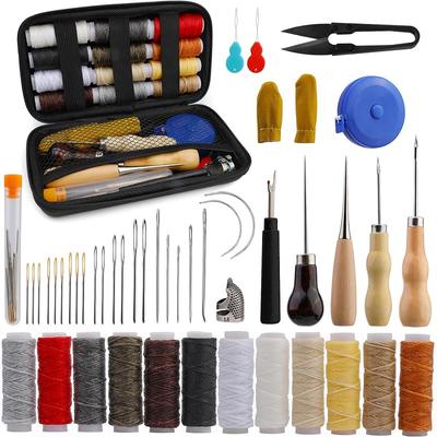BUDDUR Leather Sewing Tools Kit With Waxed Thread And Threader Storage Box Professional Leather Working Craft Accessories Set