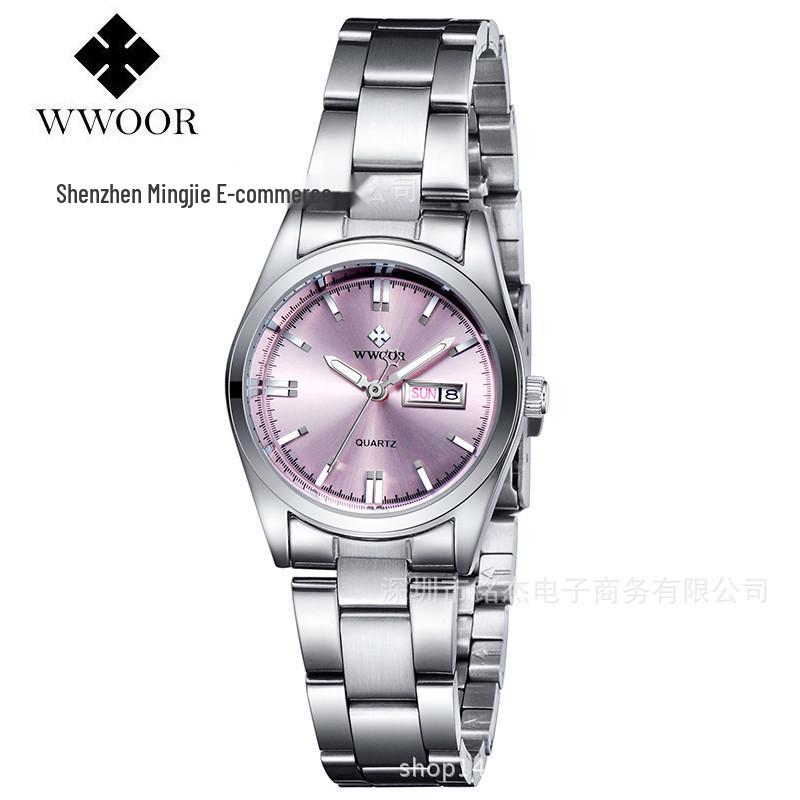 WWOOR 8804 Women s Trendy Luminous Steel Band Calendar Watch