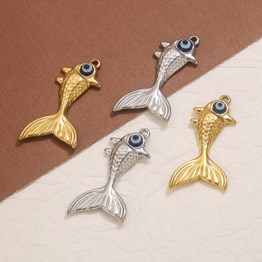 Yori Stainless Steel Koi Carp Pendant Ocean Creative Retro Pendant DIY Handmade Jewelry Accessories Handmade Bracelet Necklace
