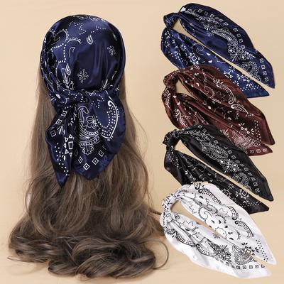 Jedwabny szalik damski 60cm satynowy mały kwadratowy szalik szalik z nadrukiem nerkowca dekoracyjny Turban wiosenny i jesienny modny jedwabny szalik