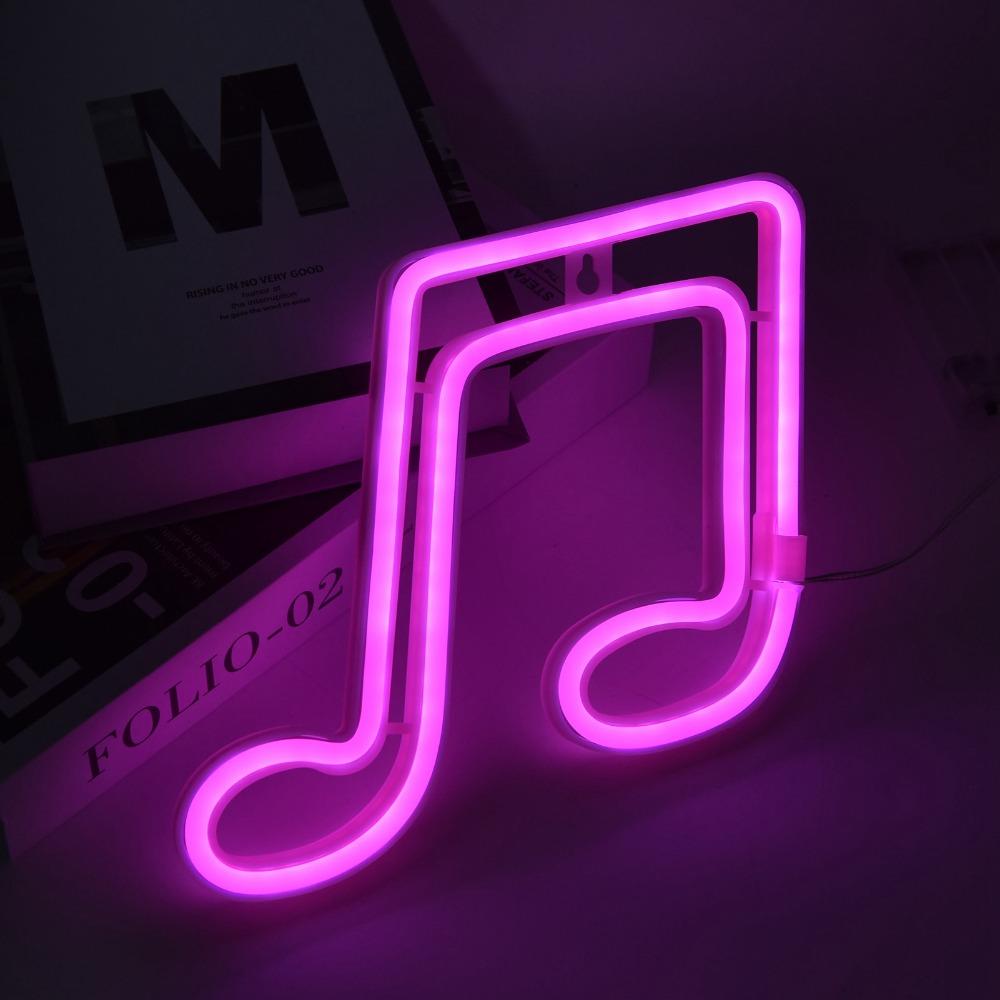 Easy To Install Music Note LED Neon Light Dual Power Supply Warm White Neon Light 1W 4.5V Neon Lamp Party