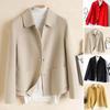 Women Fall Winter Coat Thickened Double-sided Lapel Single-breasted Cardigan Loose Long Sleeve Buttons Pockets Lady Commute Jacket