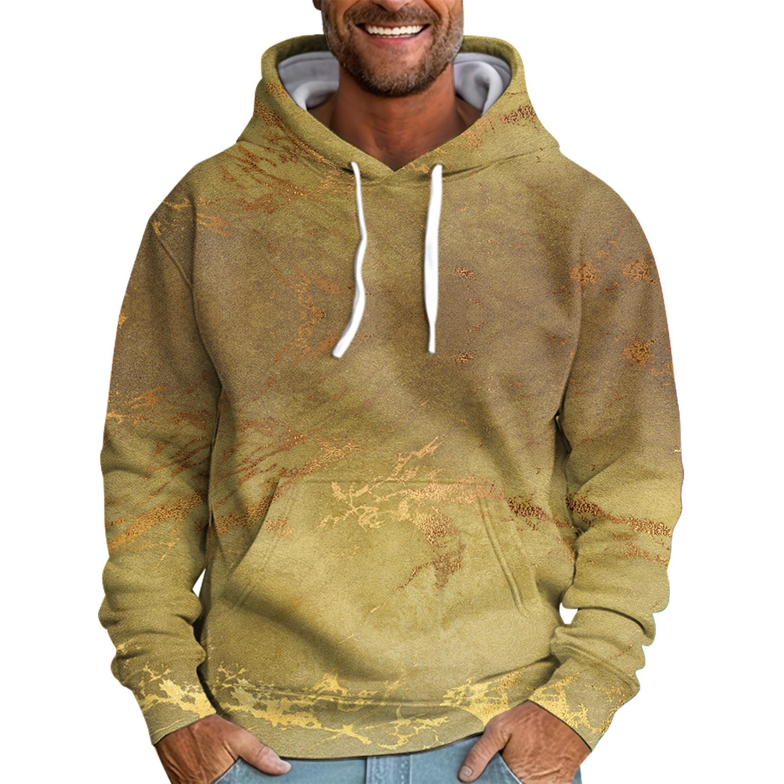 

Мужская свободная толстовка с капюшоном с принтом, мужская повседневная модная спортивная толстовка M золотой