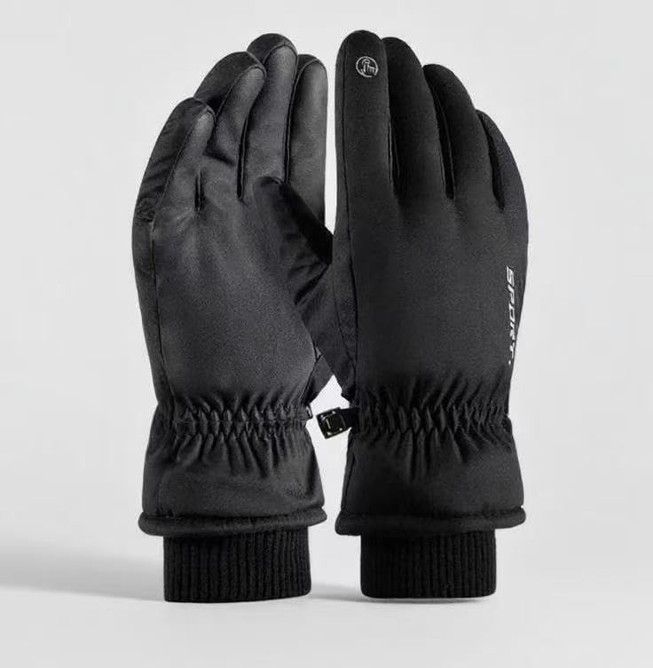 

Winglos Outdoor Cold Weather Gloves with Warm Fleece Smartphone Sports Bike Cold Weather Nighttime Thick Fleece Tie One Size Fits Black Gloves,