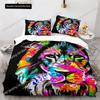 Lion Duvet Cover Set 3D Print Wild Animals Colourful King Queen Size For Kids Teens Adults Bedding Set Polyester Comforter Cover