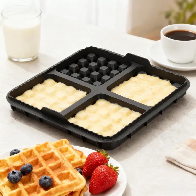 1pc Square Waffle Molds - Non Stick Baking Tray Suitable for Most 4-7QT Air Fryers | Reusable Belgian Waffles, Pancakes, and Egg Beaters | Dishwasher