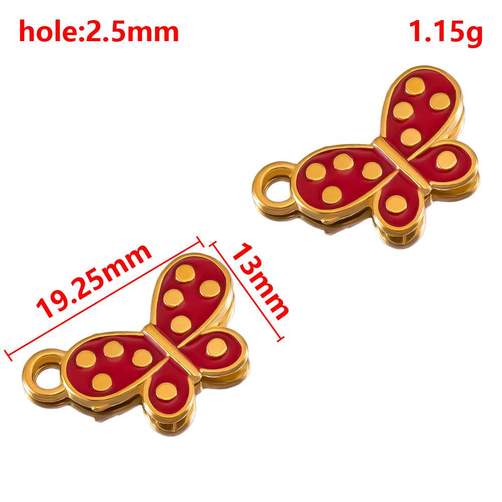 2pcs Stainless Steel Cartoon Enamel Bowknot Red Black High Heel Bone Pendant Necklace Earring Heart Charms Craft Jewelry Making