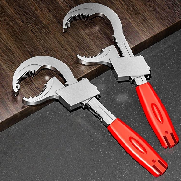Adjustable Basin Wrench With Interchangeable Heads Faucet Repair Tool For Sink Installation with Nonslip Teeth Design