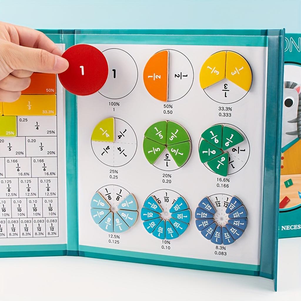 Children's Magnetic Fraction Teaching Aids Fraction Strip Puzzle, Educational Puzzle Math Teaching Aids Teaching Tools,Erasable Watercolor Pen 5ml