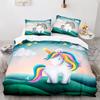 Unicorn Duvet Cover Set Twin Size White Unicorn Bedding Set Girls Kids 3D Purple Gifts for Children Teens Polyester Bedding Set