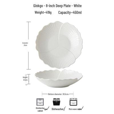 LISM Pure White Ginkgo Leaf Dinnerware Set