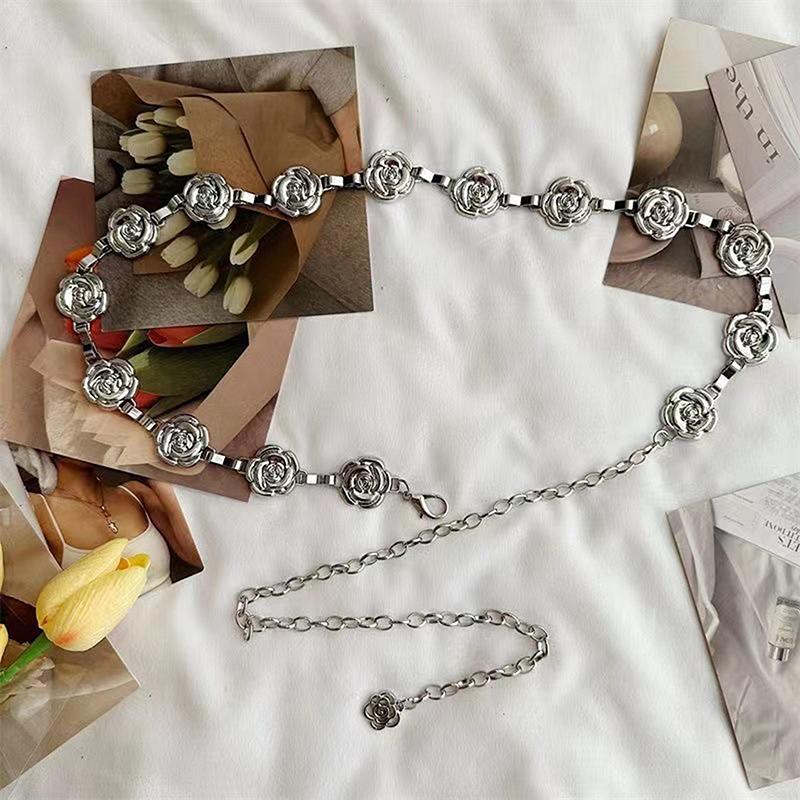 Retro Ethnic Style Metal Bohemian Waist Belt Women  Flower Waist Chain Sweater Chain Waist Seal Body Decor Accessories