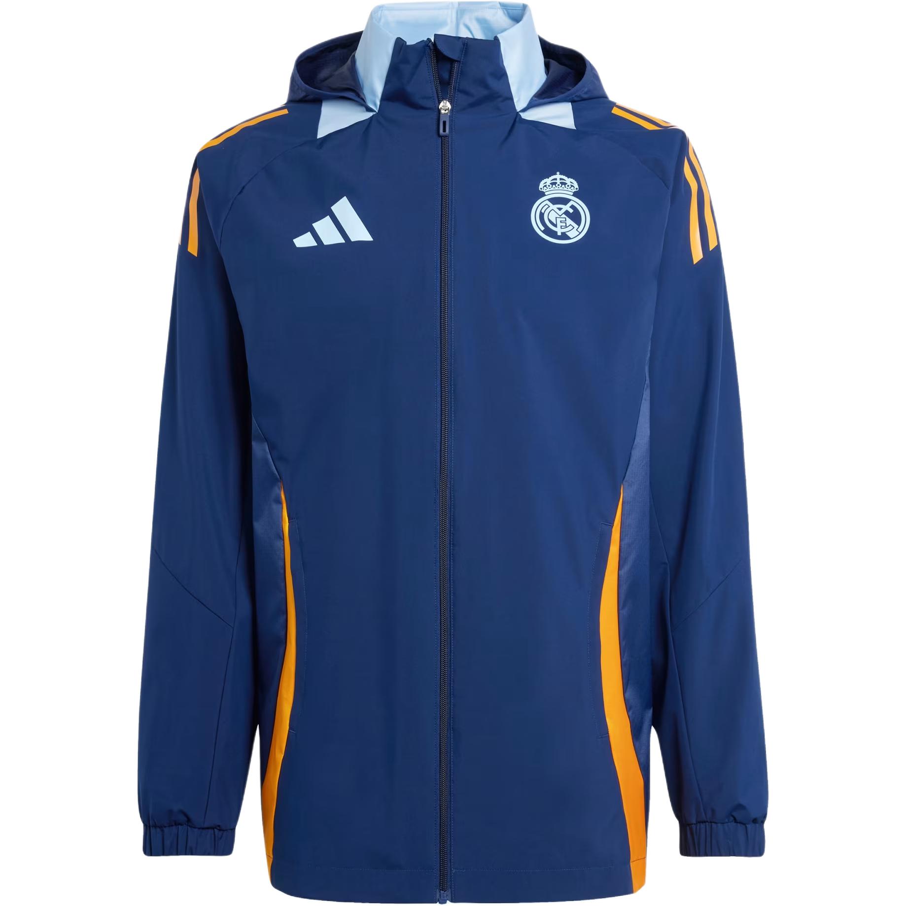 

Adidas Real Madrid Tiro 24 Водонепроникна куртка з капюшоном на блискавці з довгим рукавом для чоловіків Куртки JE4204 S