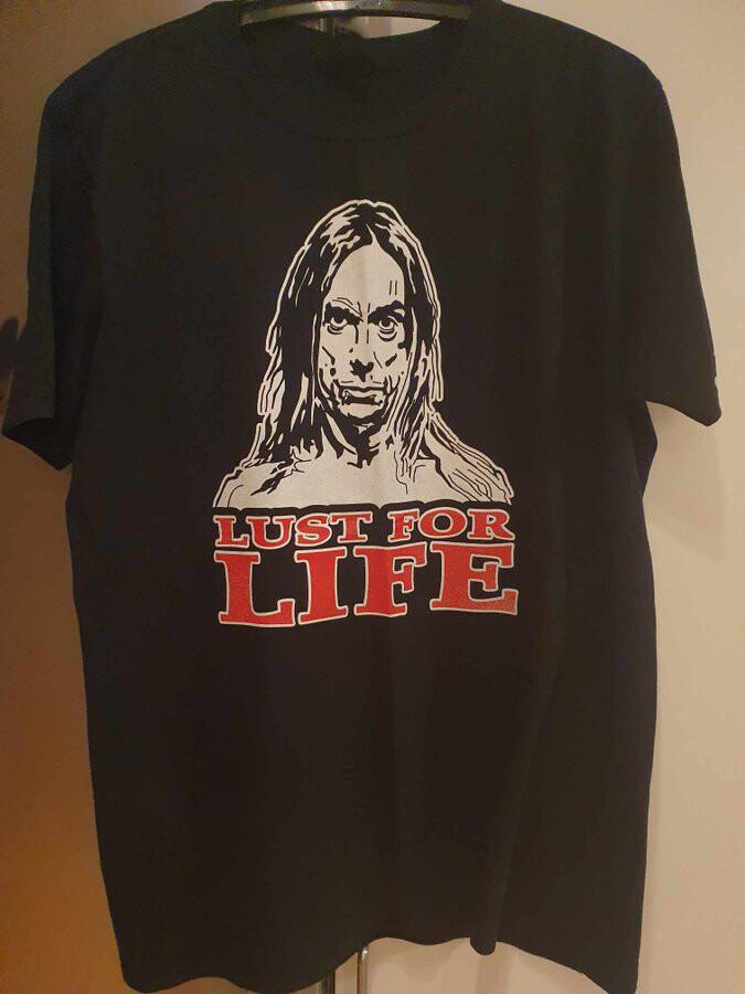 Vtg Iggy Pop Lust For Life Cotton Black Unisex Shirt CM117 Unisex T-Shirt XXL