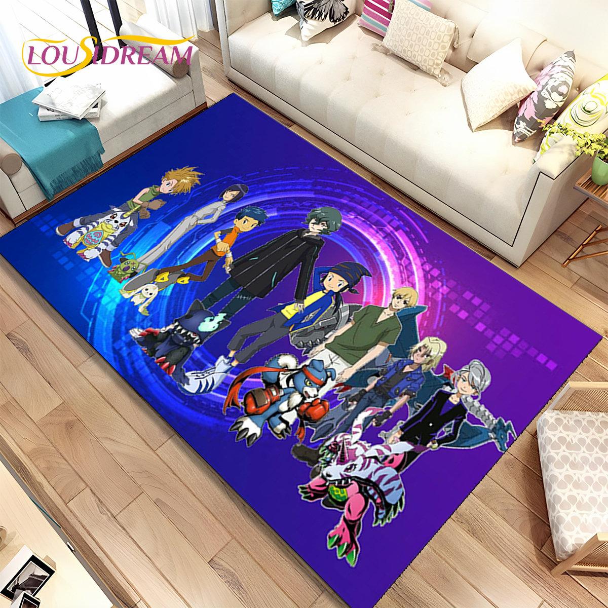 Коврик для зоны приключений Digimon, большой ковер для гостиной, спальни, дивана, коврик для украшения, нескользящий напольный коврик, 3D чехол 40x60cm(15x23in)