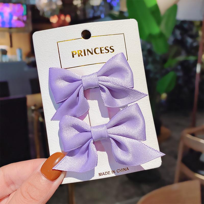 2pcs/set Solid Bow Hair Clips For Girls Sweet Hair Ornament Kids Hairpins Barrettes Hairgrip Children Fashion Hair Accessories