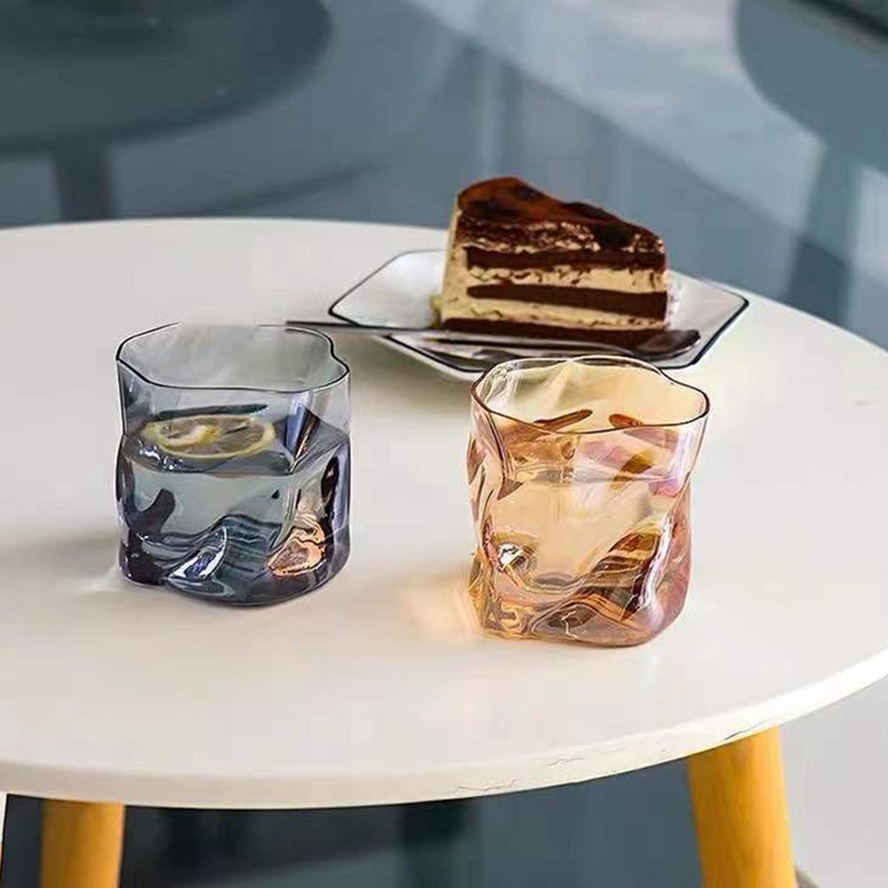 280 ml unregelmäßiges Glas für Whisky, durchsichtiger Glasbecher, Gletscherwein, Getränketrinkbecher, Haushaltsweinbecher für Feiertagstreffen