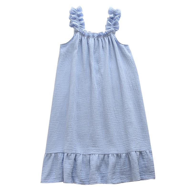 Women's Polka Dot Cotton Gauze Nightdress - Summer Sling, Mid-Length, Sweet & Lovely Pajamas