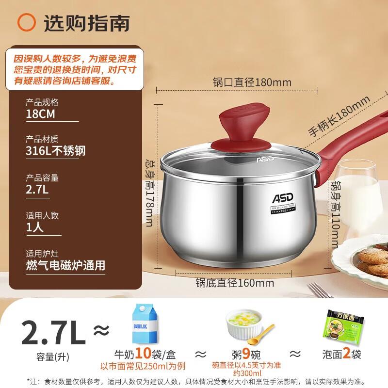 ASD 18cm 316L Stainless Steel Saucepan