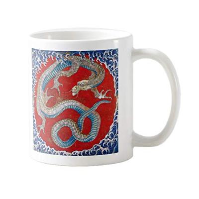 Pintura de teto de Katsushika do carro alegórico do Festival Higashimachi em Caneca com Foto "Dragão" de Hokusai Obuse, Shinshu (Série Ukiyo-e) (UMA)