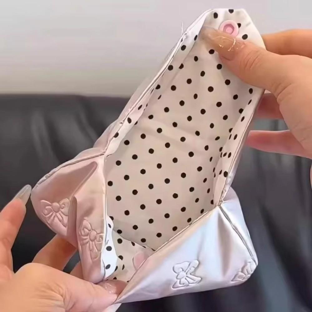 Bow Embossed Eyeglass Case Pink Color Glasses Storage Bag Eyewear Accessory Storage Solution