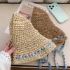 Women'S Floral Tied Woven Straw Hat Large Brim Sun Protection Beach Vacation Style Fisherman'S Cap Summer Accessory