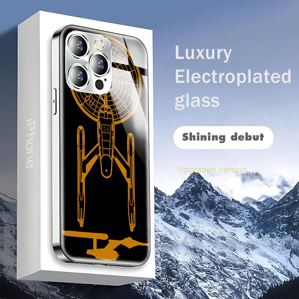 

Fashion star trek ships Phone Case For iphone 17 16 15 14 13 12 Pro Plus Max New Electroplated glass Case iPhone17 Pro