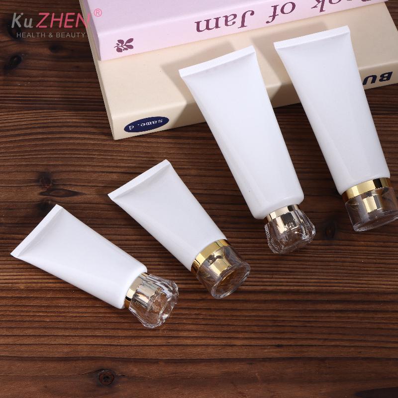 3Pcs 50/100ml White Empty Cosmetic Squeeze Tubes Travel Dispensing Tubes Refillable Containers For Lotion Cream Facial Cleaner