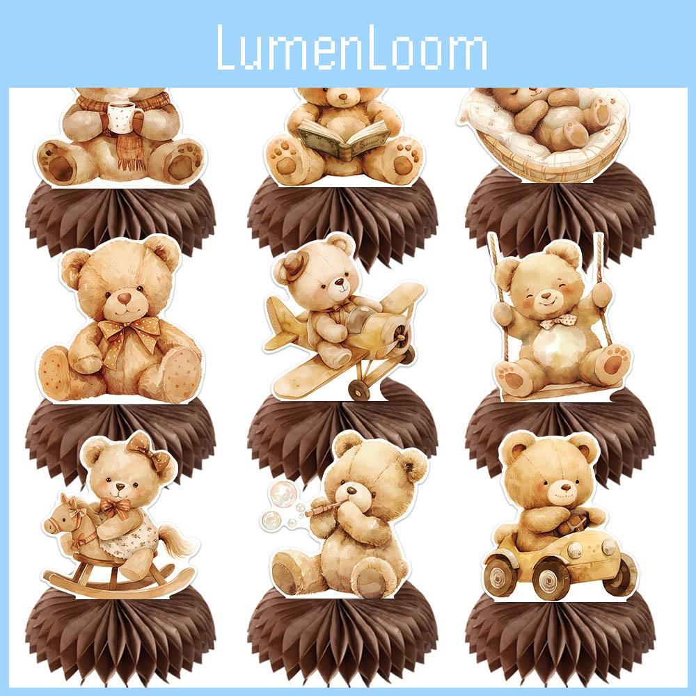 Themed Bear Cartoon Paper Honeycomb Desktop Decor Ornament For Baby Party Shower