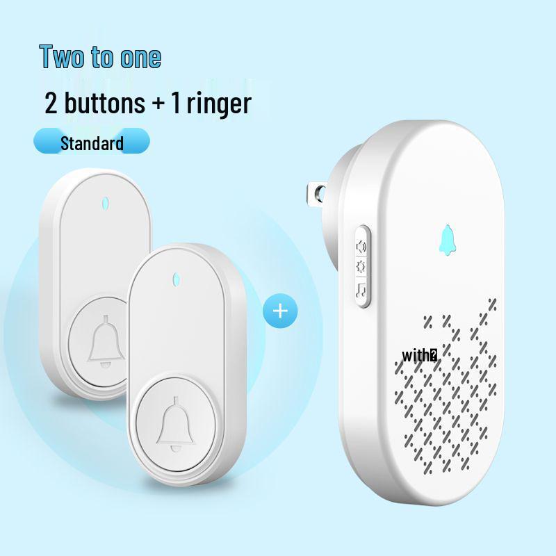 Wireless Home Doorbell with Long Range, Smart Remote Control, Plug-free, Volume Adjustable, One-to-Two, Senior Call Button