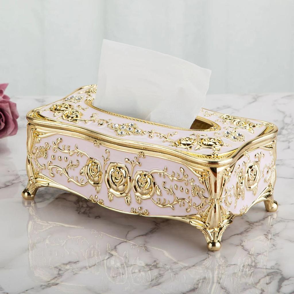 1PC European Style Tissue Box High-end El Restaurant Kitchen Napkin Extraction Box Household Tissue Storage Box