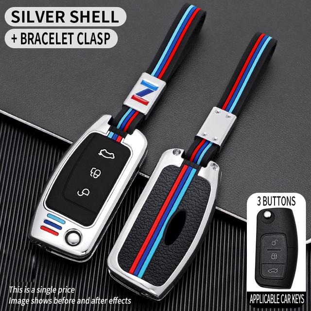 1x Çinko Alaşımlı Anahtar Kutu Ford Fiesta Odak 2 Ecosport Kuga Escape Falcon B-Max C-Max Eco Sport Galaxy 3 Düğme Çevirme Anahtar Kapağı