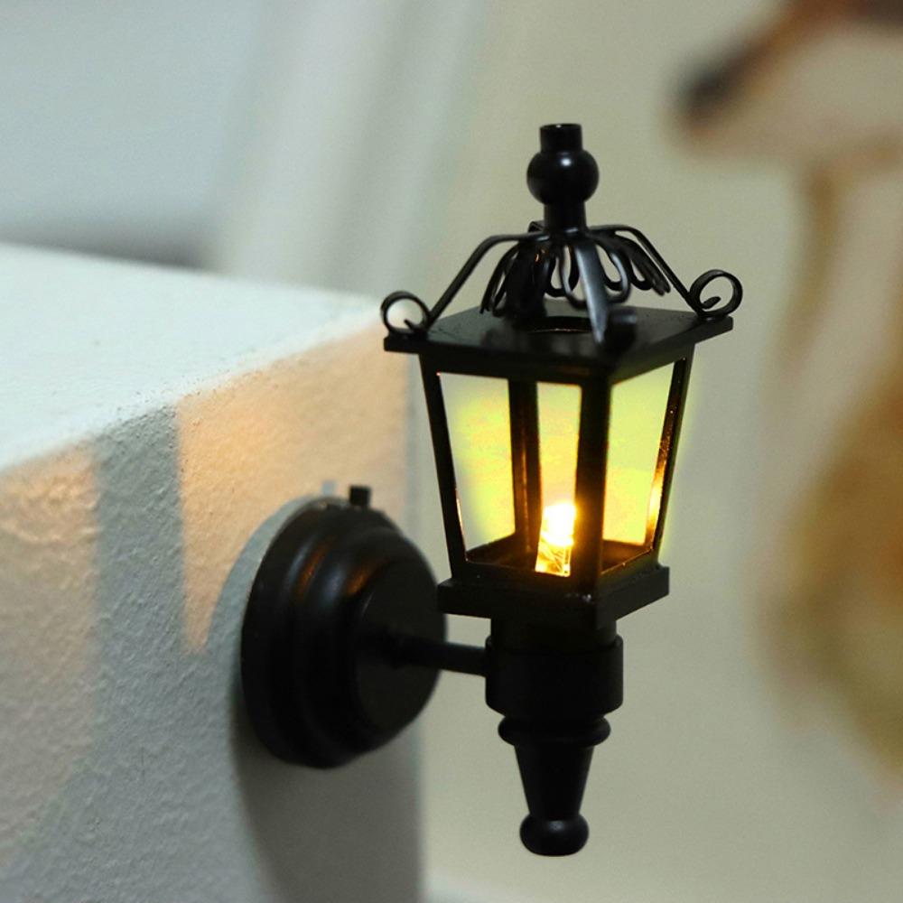 1:12 Miniature LED Golden Light Mini Home Table Lamp Model  Doll House Accessories