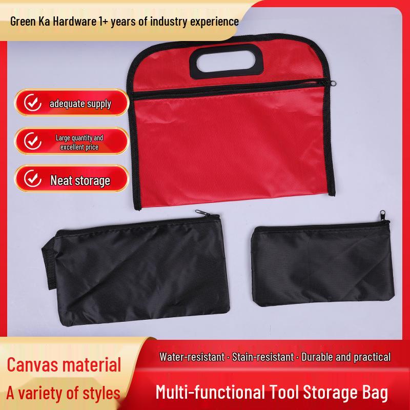 

Canvas Oxford Cloth Zipper Tool Bag - Handheld Storage for Wrenches and Tools Black Button Bag
