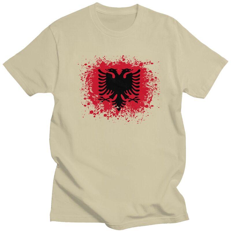 Custom Fashion Retro Albania Flag T Shirt Unisex Albanian Eagle T-shirt Streetwear Tee Tops Pure Cotton Oversized Tshirts Merch