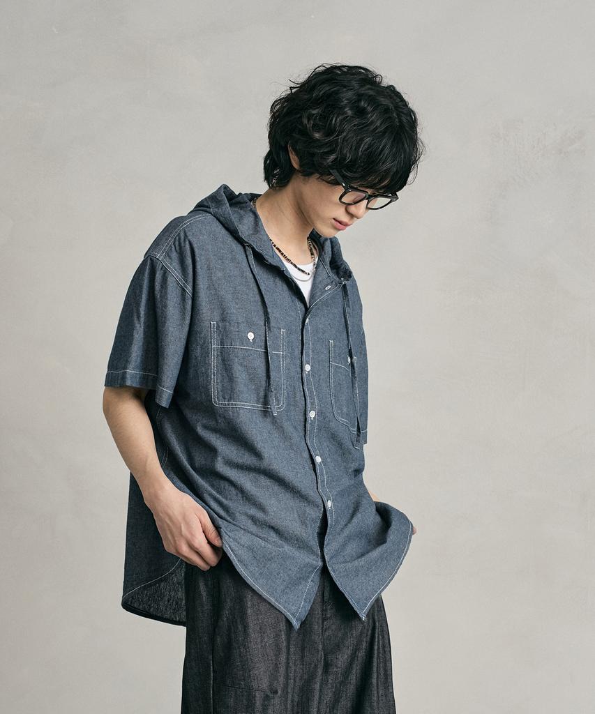 DECET Chambray Over Hood Short Shirt Dcsh013Blue