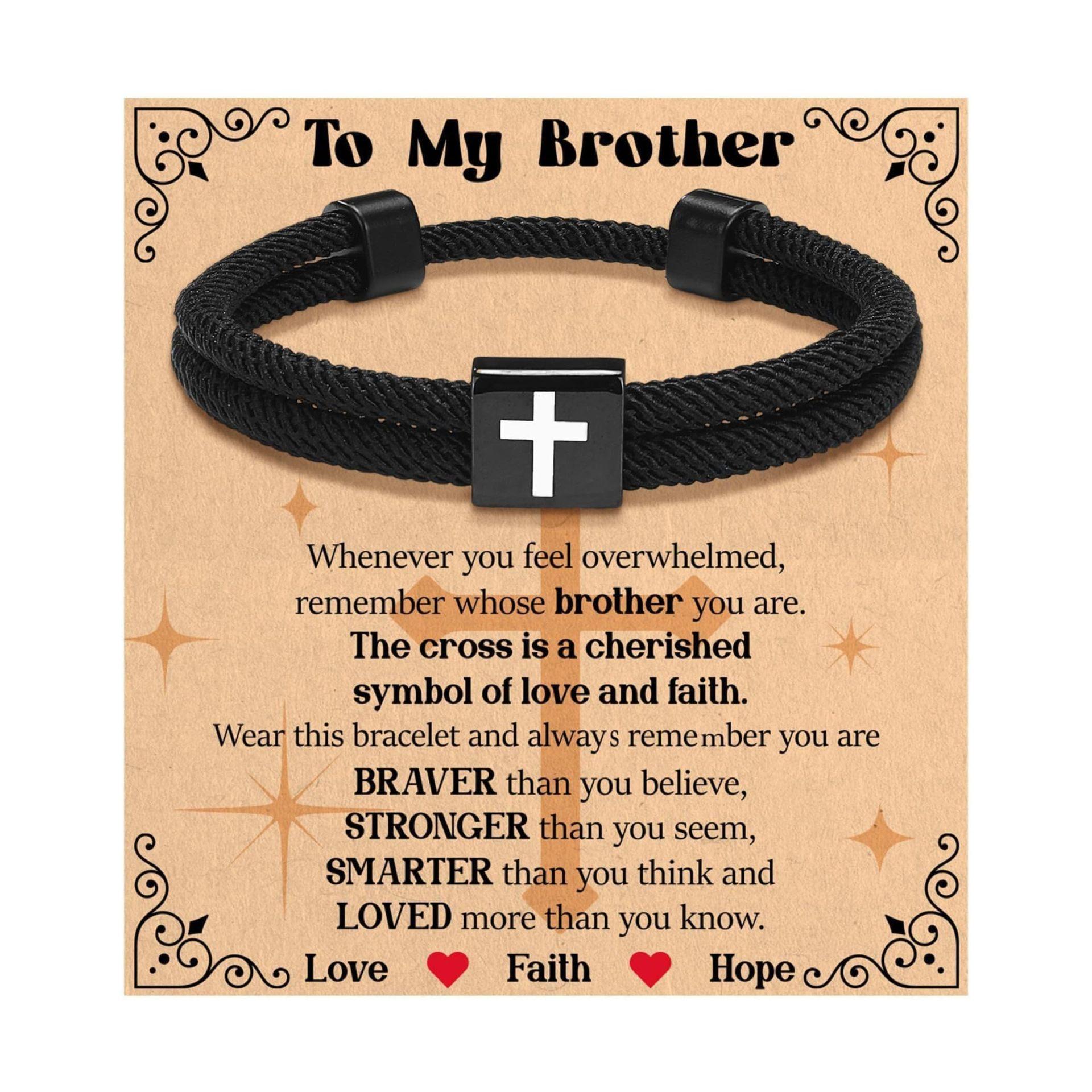 Handwoven Milan Rope Bracelet Alloy Square Cross Faith Bracelet Men s Milan Rope Faith Bracelet