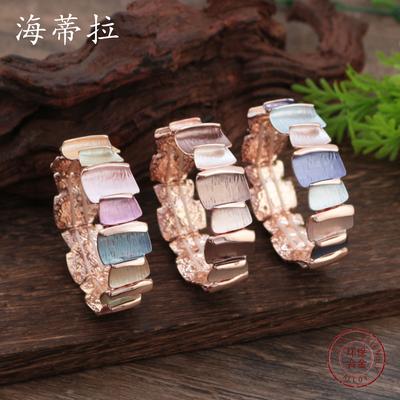 Color Painting Oil Geometric Square Elastic Bracelet, Women's Personalized Simple Geometric Versatile Bracelet