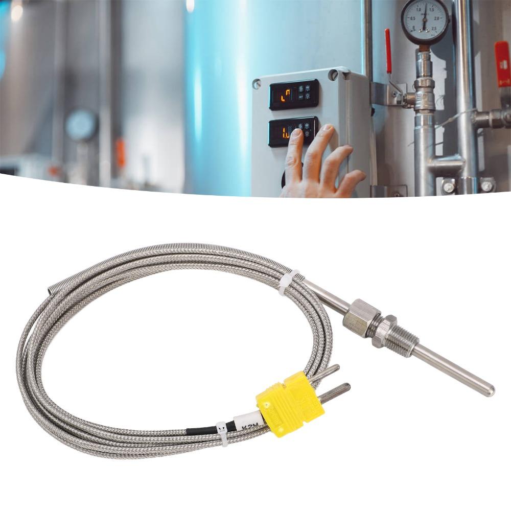 1/8" NPT Threade K-Type Thermocouple Stainless Steel ‑100 to 1250 ℃ Temperature Sensor 80mm Probe Compression Fittings