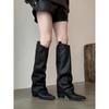 Merah's big pointed boots, but knee-fold pant boots, slim fashion women's stacking boots