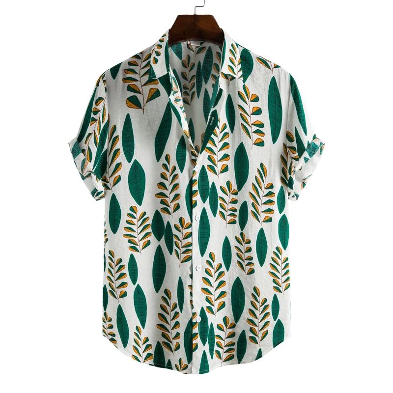 Men's Retro 90s Printed Shirts Hawaiian Short Sleeved Button Up Shirt Tropical Vacation Beach Shirt Men's Casual Loose Tops