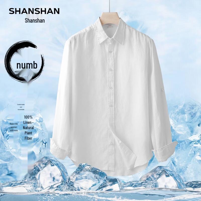 

SHANSHAN Men s 100% Linen Long Sleeve Shirt S