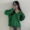 New ArriVals Open Run Women Cardigan Heart V Neck Semi Loose Fit Spring Knit