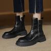 Fashion NEW Autumn Women Boots Split Leather Shoes for Women Round Toe Chunky Heel Shoes Zipper Chelsea Boots Daily Shoes Short Boots