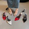 Internet celebrity fashion show legs long high heels slippers women 2025 new summer wear pointed toe stiletto word sandals