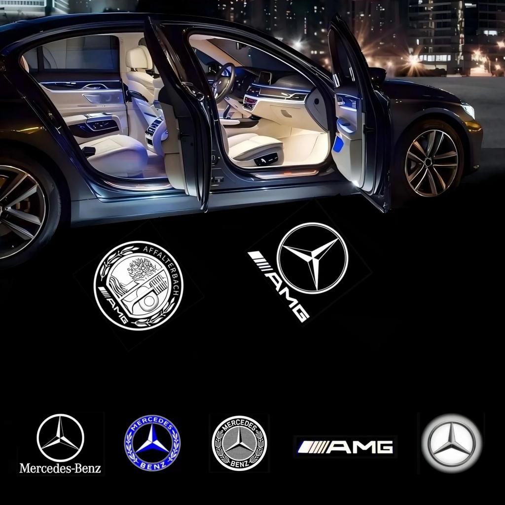 2PCS LED Car Door Welcome Lamps Logo Emblem Ghost Shadow Light Auto Accessories Mercedes Benz W203Clase SLK SLR CLK R171 W209