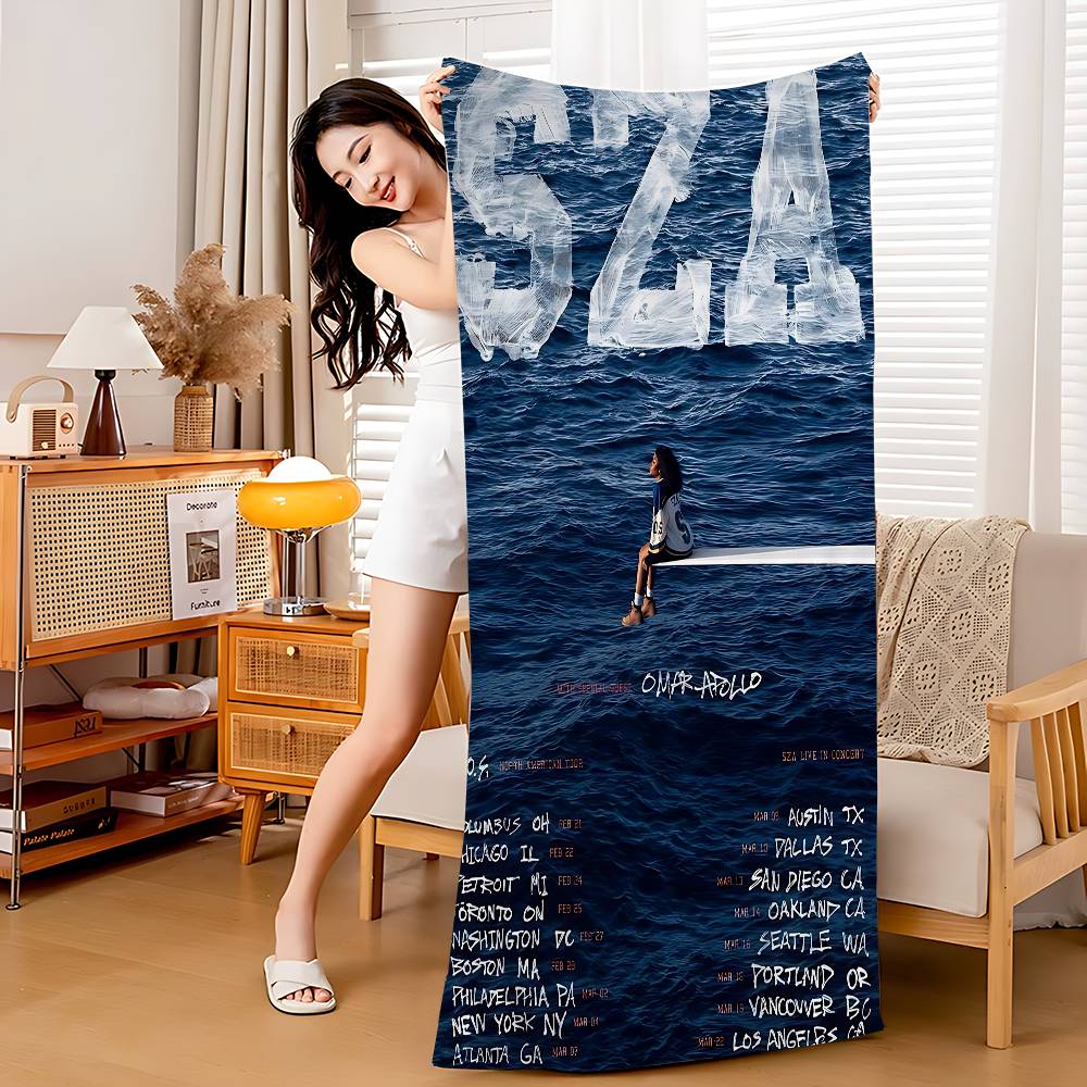 SZA SOS Album Bath Towel Microfiber Soft Water Absorbing Breathable For Girl Kids Decorative Cartoon Beach Towel